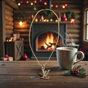 Gold LV Pendant Necklace